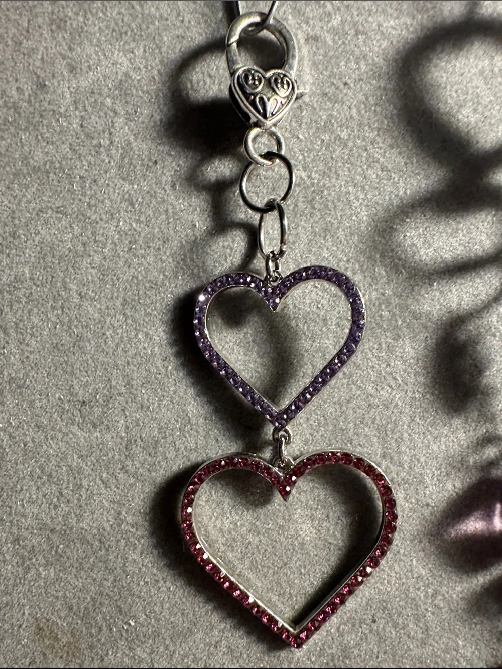 Hand Crafted Silver Key & Card Holder with Pink, Purple and Black Accents